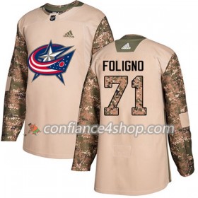 Adidas Maillot de Hockey Blue Jackets Nick Foligno 71 2017-2018 Camo Veterans Day Practice Authentic - Homme